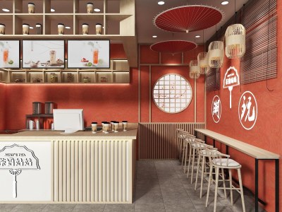 新中式奶茶店3D模型下载